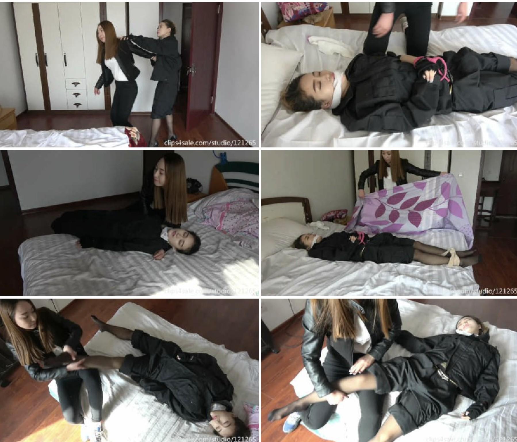 [老梦视觉] 强横女小偷潜入漂亮女间谍房间，将其迷晕捆绑玩脚_绳艺资料库