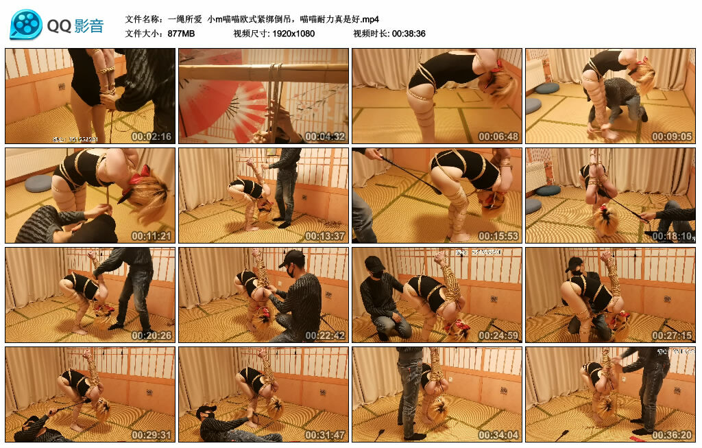 【一绳所爱】小m喵喵欧式紧绑倒吊，喵喵耐力真是好_绳艺资料库