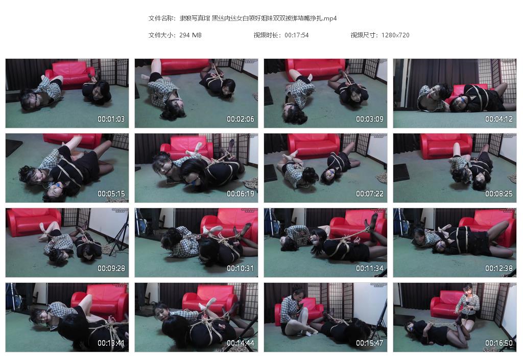 隶娘写真馆 黑丝肉丝女白领好姐妹双双被绑堵嘴挣扎_绳艺资料库
